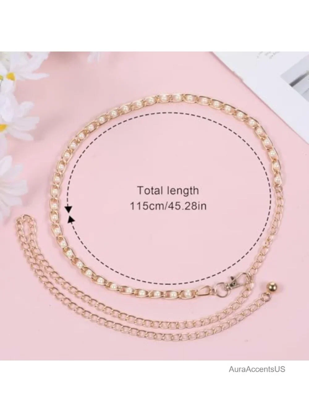 Adjustable Metal Waist Chain Belt, Gold Hollow Link Belt for Women, Dainty Body